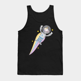 Space Unicorn Flying in the Galaxy of Stars in s Spacesuit. Funny cute design Tank Top
